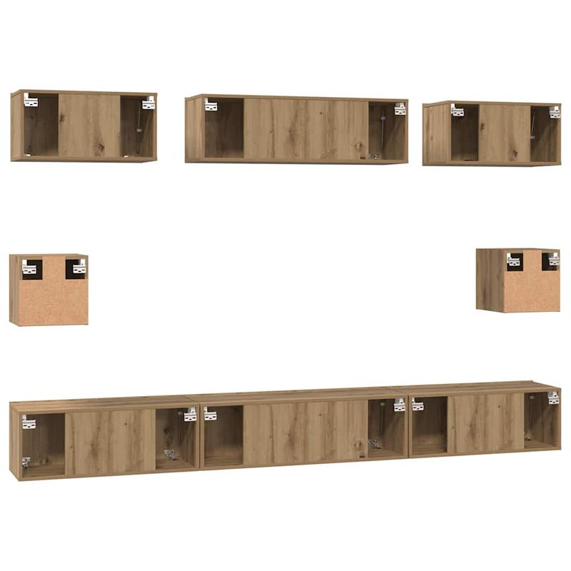 Casa si Gradina - Mobilier - Seturi de mobilier - Seturi living - Set dulap TV cu raft Pe perete Altele cu depozitare 8 pcs stejar artizanal - Infinity.ro