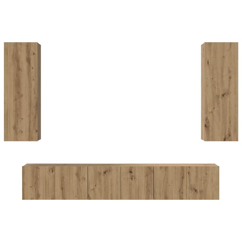 Casa si Gradina - Mobilier - Comode si corpuri - Comode - Set comoda TV cu raft 4 pcs stejar artizanal 30.5 x 30 x 90 cm - Infinity.ro