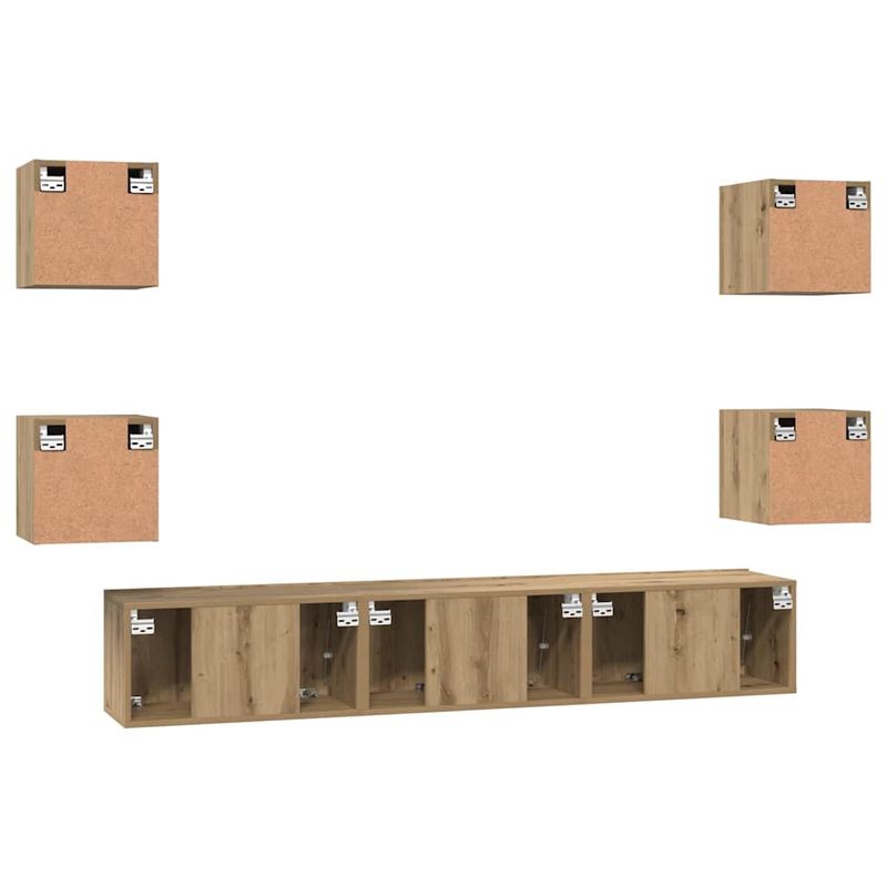 Casa si Gradina - Mobilier - Comode si corpuri - Comode - Set comoda TV Pe perete Altele 7 pcs stejar artizanal 60 x 30 x 30 cm - Infinity.ro