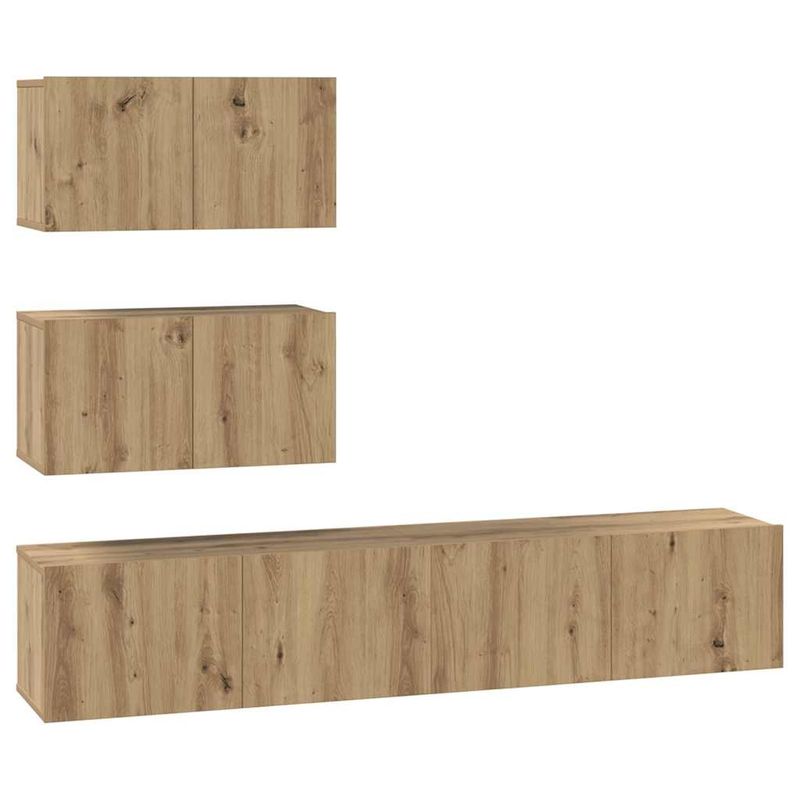 Casa si Gradina - Mobilier - Comode si corpuri - Comode - Set comoda TV Pe perete 4 pcs stejar artizanal 80 x 30 x 30 cm - Infinity.ro