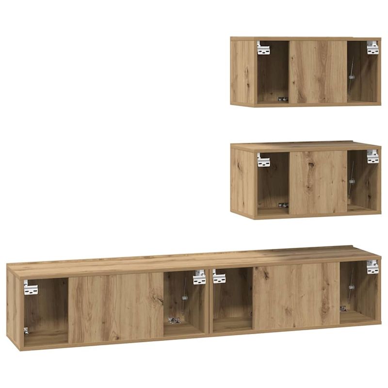 Casa si Gradina - Mobilier - Comode si corpuri - Comode - Set comoda TV Pe perete 4 pcs stejar artizanal 80 x 30 x 30 cm - Infinity.ro