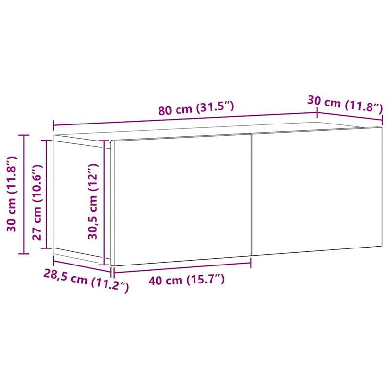 Casa si Gradina - Mobilier - Comode si corpuri - Comode - Set comoda TV Pe perete 4 pcs stejar artizanal 80 x 30 x 30 cm - Infinity.ro
