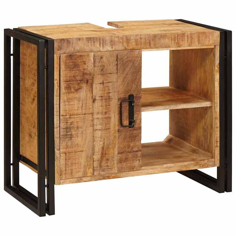 Casa si Gradina - Mobilier - Mobilier baie - Comode baie - Comoda pentru chiuveta de baie cu usa Lemn Solid de Mango, Fier - Infinity.ro