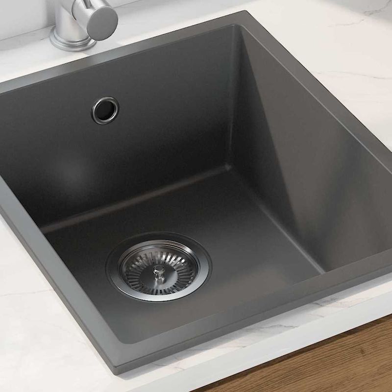 Casa si Gradina - Sanitare - Chiuveta bucatarie si accesorii - Chiuvete bucatarie - Chiuveta de bucatarie cu orificiu de suprasarcina din granit gri - Infinity.ro