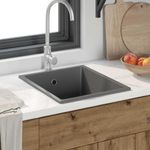 Casa si Gradina - Sanitare - Chiuveta bucatarie si accesorii - Chiuvete bucatarie - Chiuveta de bucatarie cu orificiu de suprasarcina din granit gri - Infinity.ro