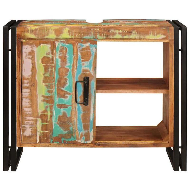 Casa si Gradina - Mobilier - Mobilier baie - Corpuri baie - Dulap pentru chiuveta de baie cu usa Lemn Solid Recuperat, Fier - Infinity.ro