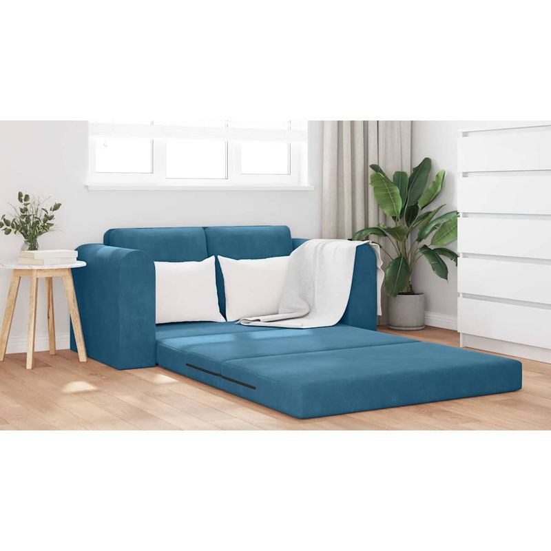 Casa si Gradina - Mobilier - Canapele si coltare - Canapele - Canapea Pat 2 in 1 Albastra 148x71x83 cm Catifea - Infinity.ro