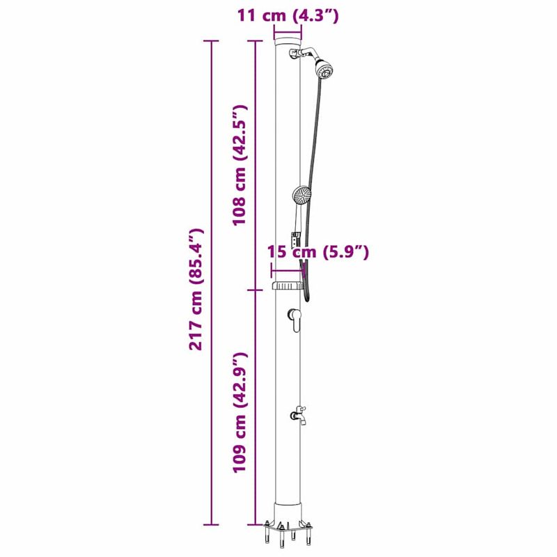 Casa si Gradina - Gradina si terasa - Piscine si accesorii - Accesorii piscine - Dus Solar de Exterior cu Cap de Dus Portabil, 217 cm, 20 L - Infinity.ro