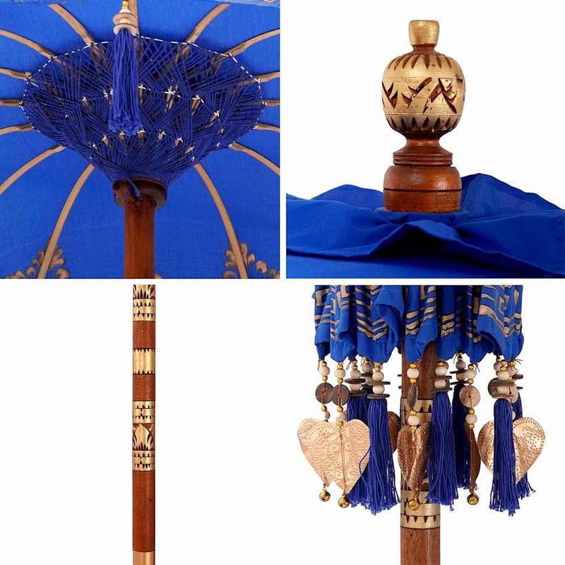 Casa si Gradina - Gradina si terasa - Umbrele si pavilioane - Umbrele - Parasol Balinez Altele albastru x 260 cm Bumbac si lemn masiv - Infinity.ro