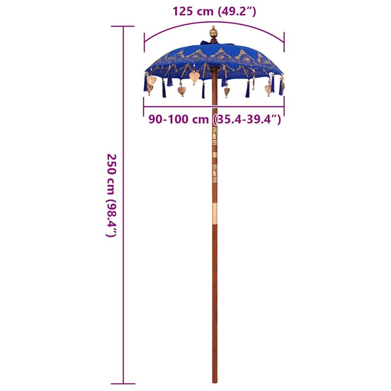 Casa si Gradina - Gradina si terasa - Umbrele si pavilioane - Umbrele - Parasol Balinez Altele albastru x 260 cm Bumbac si lemn masiv - Infinity.ro