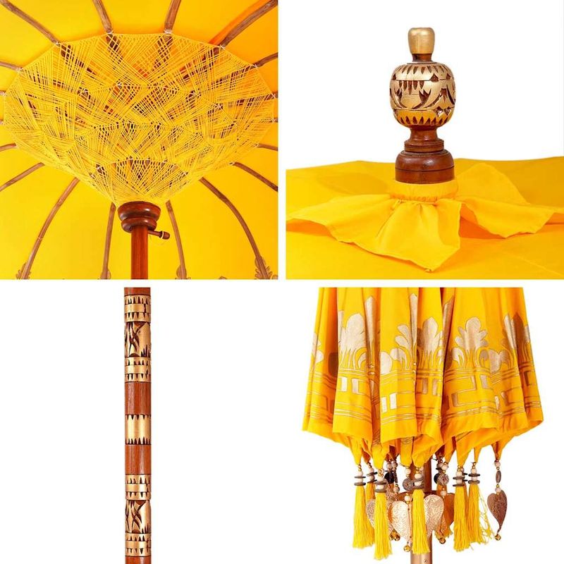 Casa si Gradina - Gradina si terasa - Umbrele si pavilioane - Umbrele - Parasol Balinez Altele Galben x 260 cm Bumbac si lemn masiv - Infinity.ro