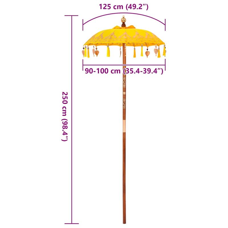Casa si Gradina - Gradina si terasa - Umbrele si pavilioane - Umbrele - Parasol Balinez Altele Galben x 260 cm Bumbac si lemn masiv - Infinity.ro