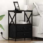 Casa si Gradina - Mobilier - Comode si corpuri - Noptiere - Cabinet de noptiere cu statie de incarcare 2 pcs Stejar negru - Infinity.ro