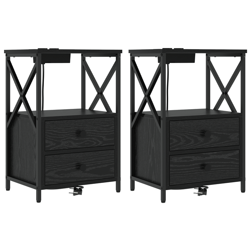Casa si Gradina - Mobilier - Comode si corpuri - Noptiere - Cabinet de noptiere cu statie de incarcare 2 pcs Stejar negru - Infinity.ro