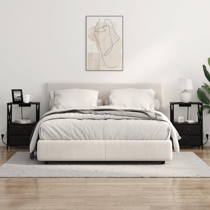 Casa si Gradina - Mobilier - Comode si corpuri - Noptiere - Cabinet de noptiere cu statie de incarcare 2 pcs Stejar negru - Infinity.ro