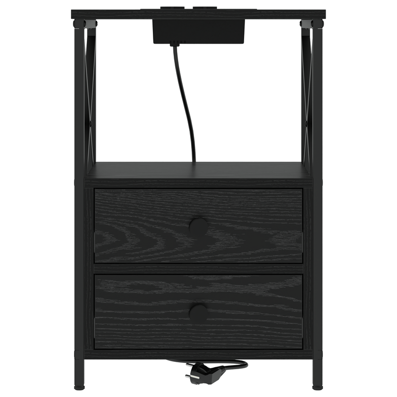 Casa si Gradina - Mobilier - Comode si corpuri - Noptiere - Cabinet de noptiere cu statie de incarcare 2 pcs Stejar negru - Infinity.ro