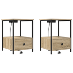 Casa si Gradina - Mobilier - Comode si corpuri - Noptiere - Cabinet de noptiere cu statie de incarcare 2 pcs Stejar sonoma - Infinity.ro