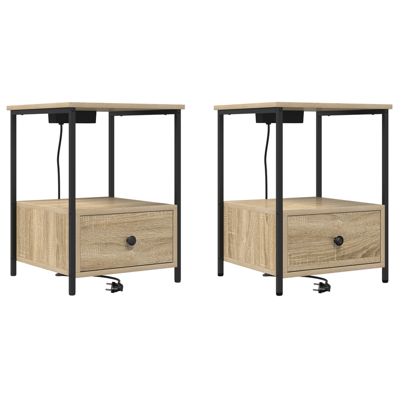 Casa si Gradina - Mobilier - Comode si corpuri - Noptiere - Cabinet de noptiere cu statie de incarcare 2 pcs Stejar sonoma - Infinity.ro