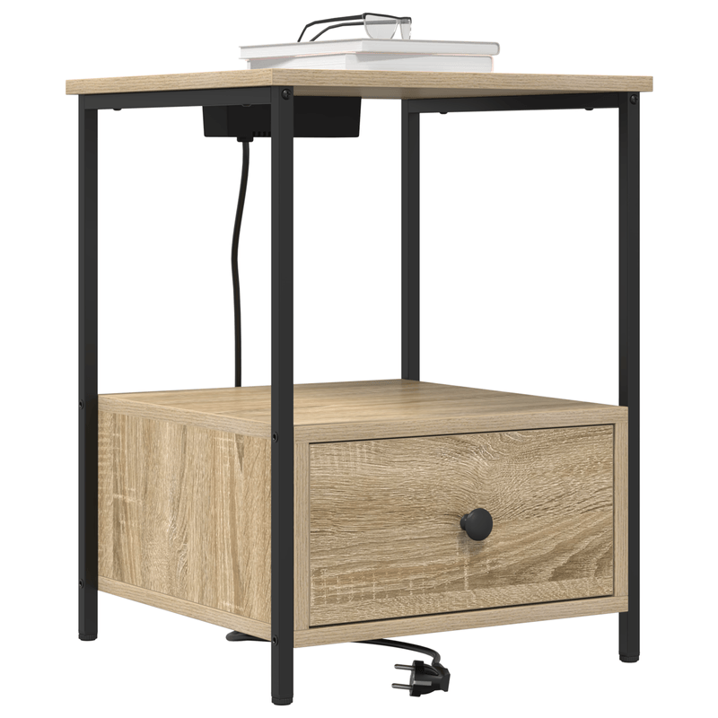 Casa si Gradina - Mobilier - Comode si corpuri - Noptiere - Cabinet de noptiere cu statie de incarcare 2 pcs Stejar sonoma - Infinity.ro