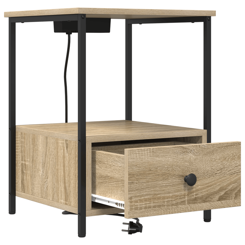 Casa si Gradina - Mobilier - Comode si corpuri - Noptiere - Cabinet de noptiere cu statie de incarcare 2 pcs Stejar sonoma - Infinity.ro