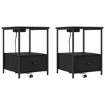 Casa si Gradina - Mobilier - Comode si corpuri - Noptiere - Cabinet de noptiere cu statie de incarcare 2 pcs Stejar negru - Infinity.ro