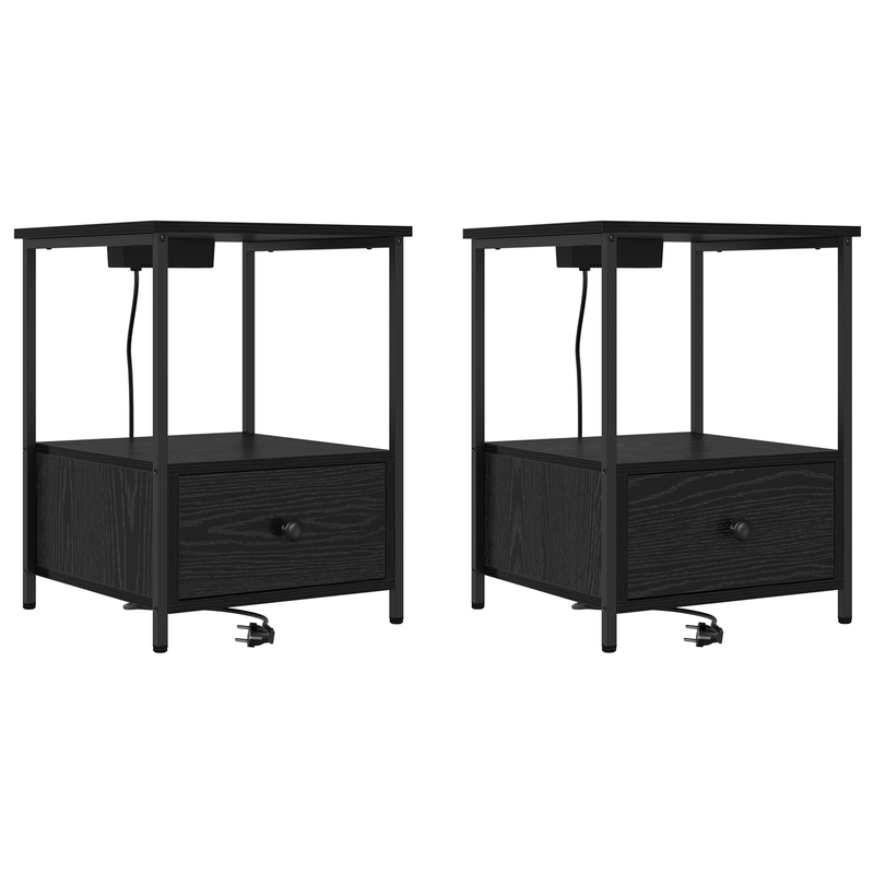 Casa si Gradina - Mobilier - Comode si corpuri - Noptiere - Cabinet de noptiere cu statie de incarcare 2 pcs Stejar negru - Infinity.ro