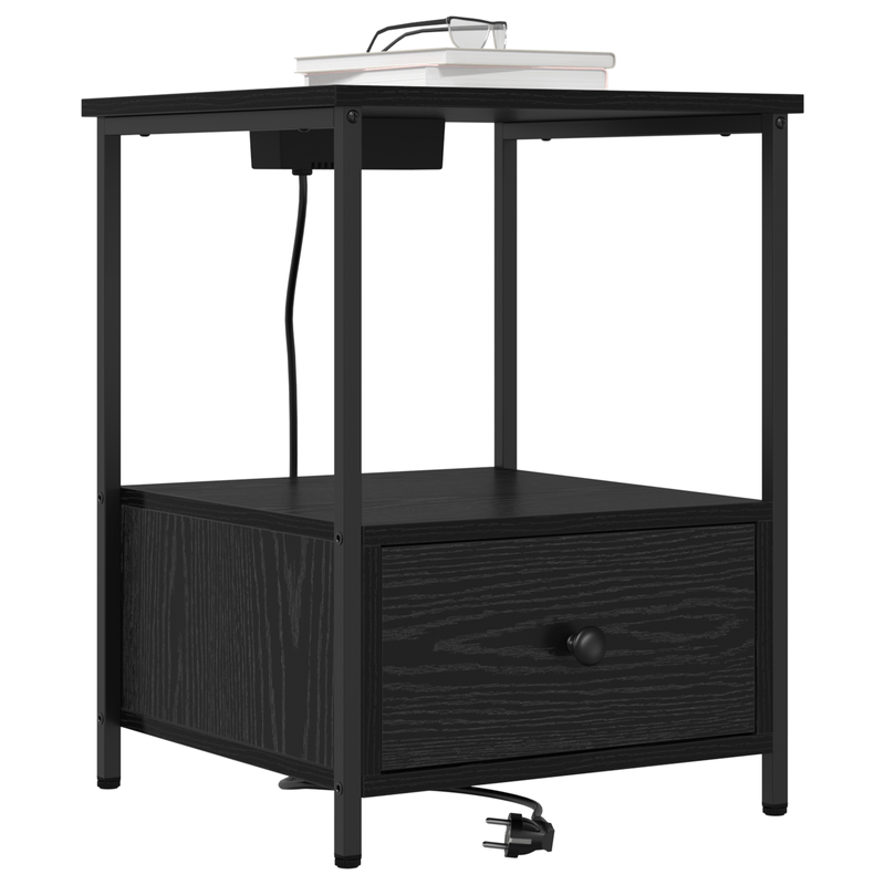 Casa si Gradina - Mobilier - Comode si corpuri - Noptiere - Cabinet de noptiere cu statie de incarcare 2 pcs Stejar negru - Infinity.ro