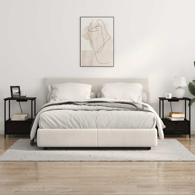 Casa si Gradina - Mobilier - Comode si corpuri - Noptiere - Cabinet de noptiere cu statie de incarcare 2 pcs Stejar negru - Infinity.ro