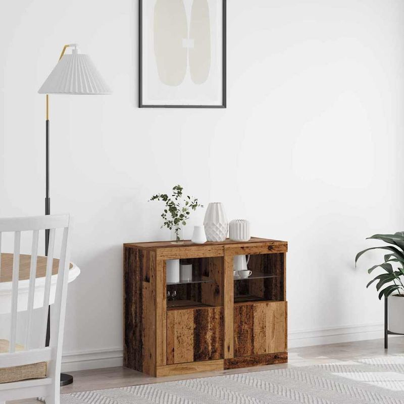 Casa si Gradina - Mobilier - Dulapuri si sifoniere - Dulapuri - Sertare cu lumini LED 2 buc Lemn vechi 41x37x67 cm - Infinity.ro