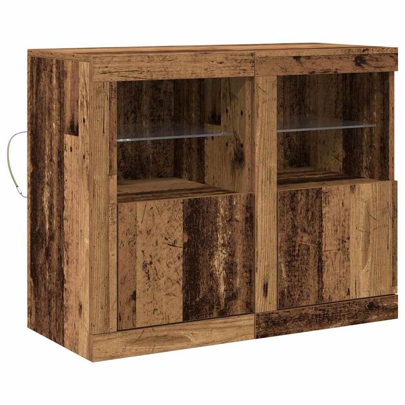Casa si Gradina - Mobilier - Dulapuri si sifoniere - Dulapuri - Sertare cu lumini LED 2 buc Lemn vechi 41x37x67 cm - Infinity.ro