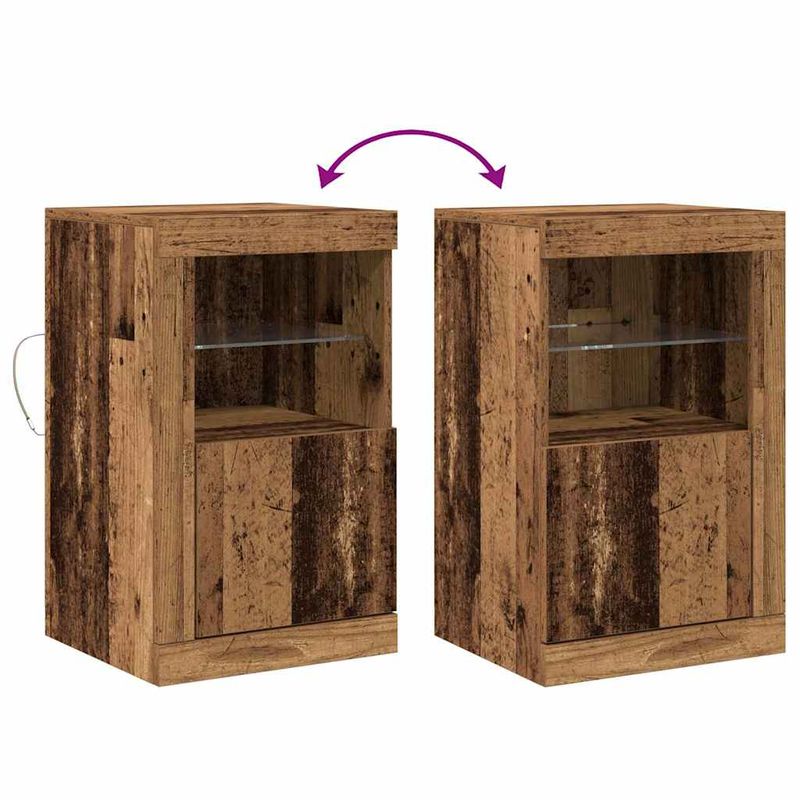 Casa si Gradina - Mobilier - Dulapuri si sifoniere - Dulapuri - Sertare cu lumini LED 2 buc Lemn vechi 41x37x67 cm - Infinity.ro