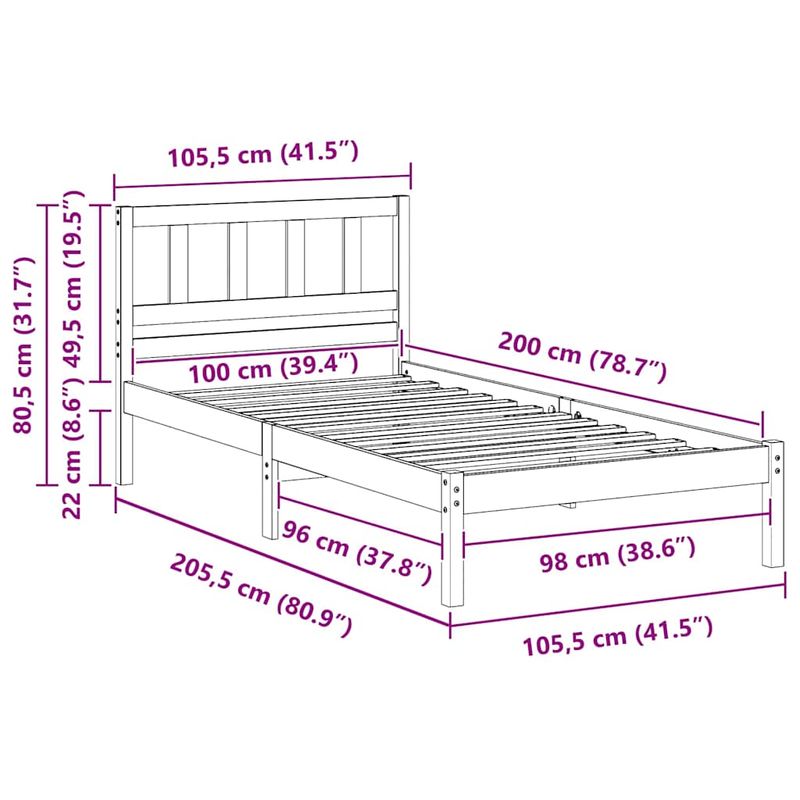 Casa si Gradina - Mobilier - Paturi si accesorii - Paturi - Cadru de pat Maro ceruit 100 x 200 cm Lemn de brad solid - Infinity.ro