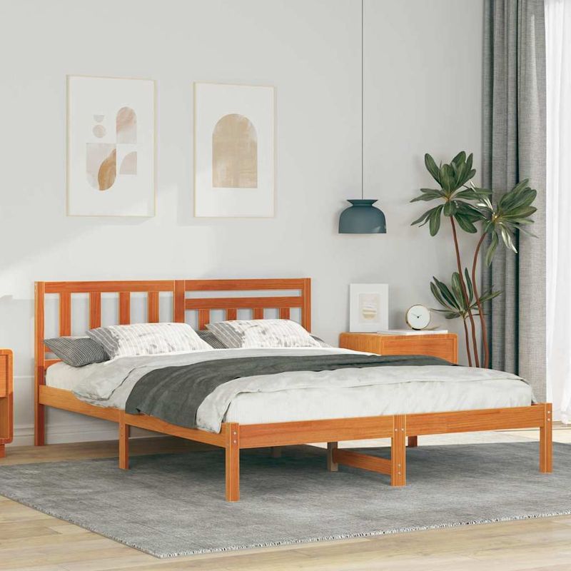 Casa si Gradina - Mobilier - Paturi si accesorii - Paturi - Cadru de pat Maro ceruit 140 x 190 cm Lemn de brad solid - Infinity.ro