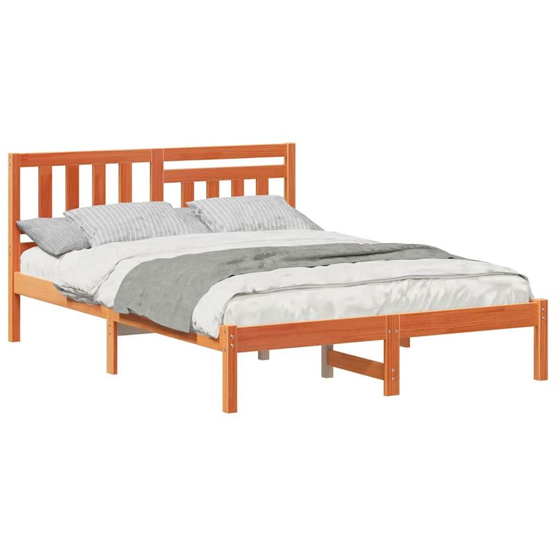 Casa si Gradina - Mobilier - Paturi si accesorii - Paturi - Cadru de pat Maro ceruit 140 x 190 cm Lemn de brad solid - Infinity.ro
