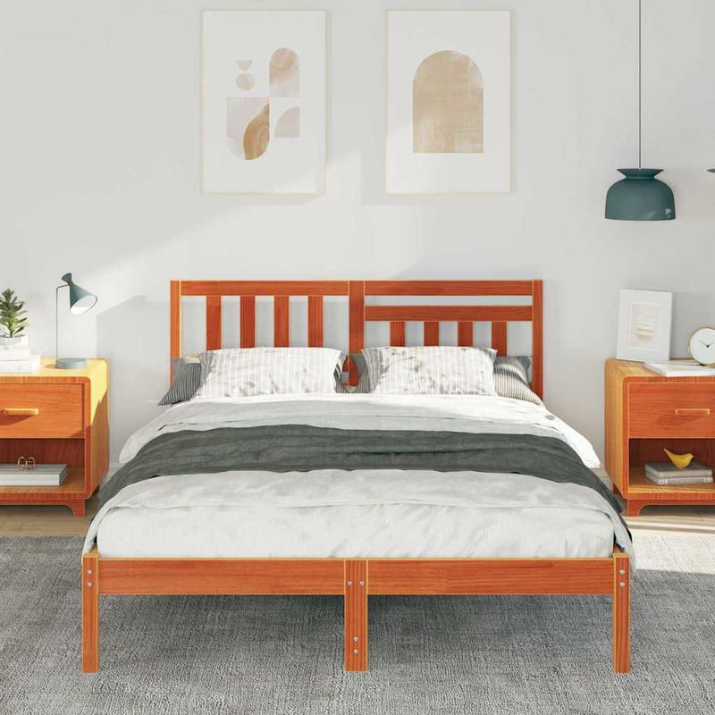 Casa si Gradina - Mobilier - Paturi si accesorii - Paturi - Cadru de pat Maro ceruit 140 x 190 cm Lemn de brad solid - Infinity.ro
