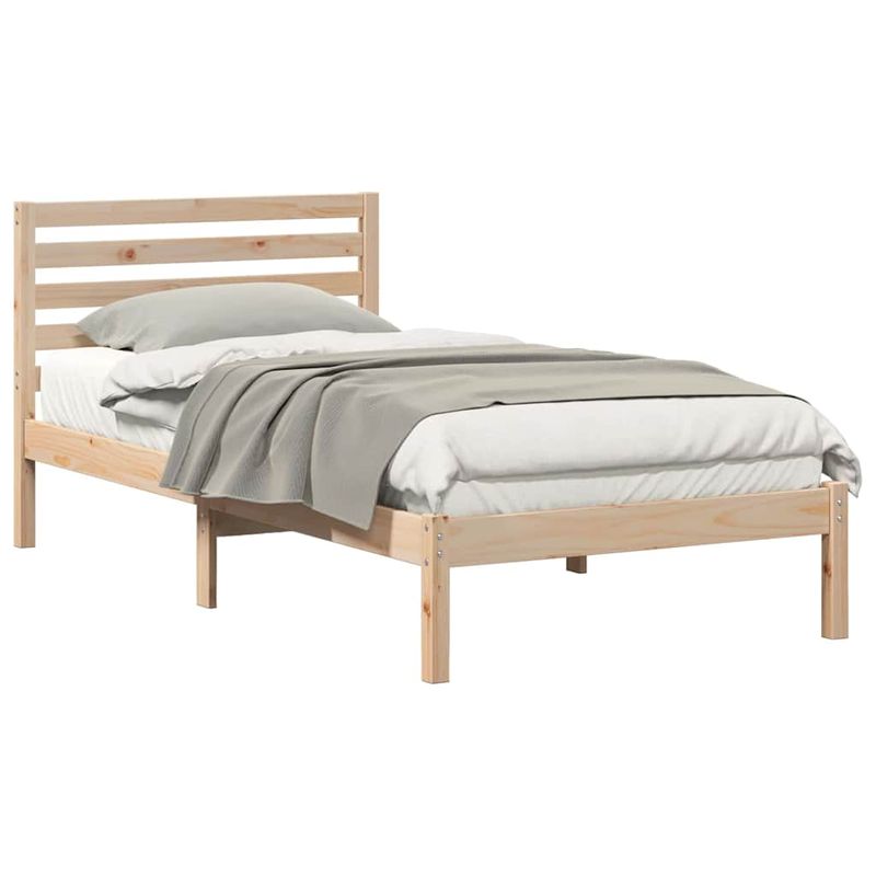 Casa si Gradina - Mobilier - Paturi si accesorii - Paturi - Cadru de pat cu headboard Maro 90 x 200 cm Lemn de brad solid - Infinity.ro