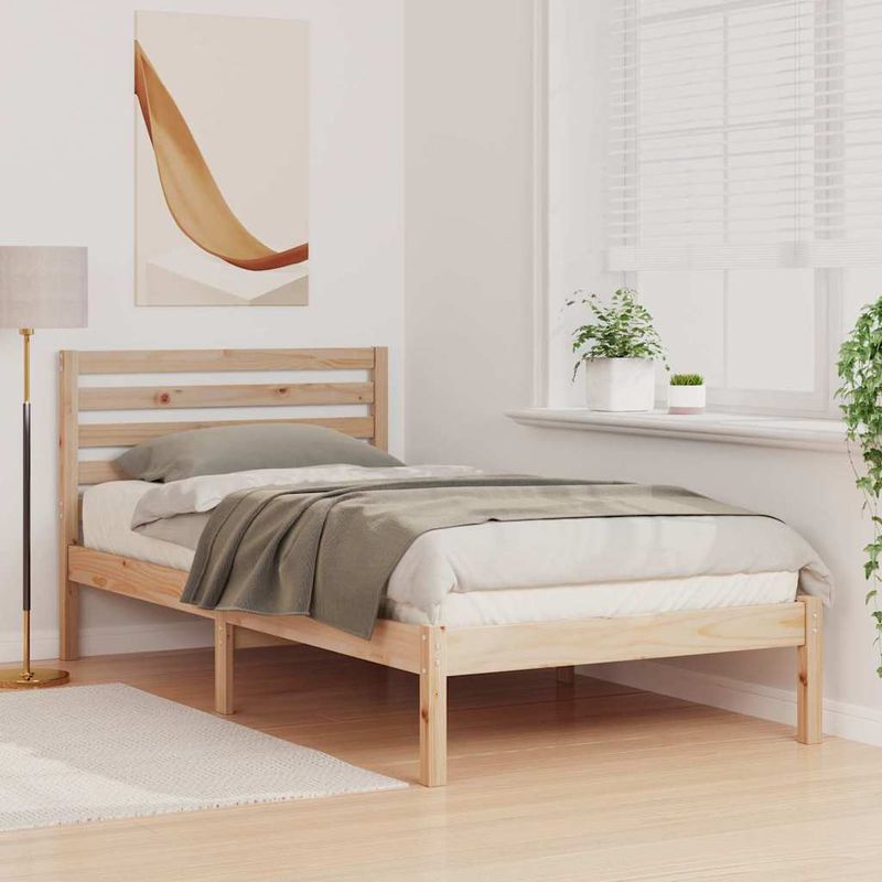 Casa si Gradina - Mobilier - Paturi si accesorii - Paturi - Cadru de pat cu headboard Maro 90 x 200 cm Lemn de brad solid - Infinity.ro