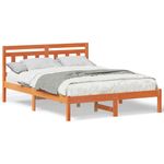 Casa si Gradina - Mobilier - Paturi si accesorii - Paturi - Cadru de pat cu headboard Maro 120 x 200 cm Lemn masiv de pin - Infinity.ro