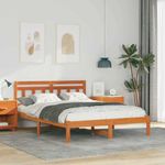 Casa si Gradina - Mobilier - Paturi si accesorii - Paturi - Cadru de pat cu headboard Maro 120 x 200 cm Lemn masiv de pin - Infinity.ro
