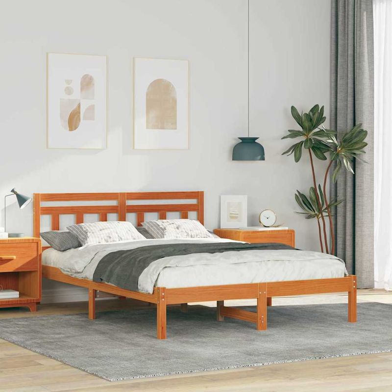 Casa si Gradina - Mobilier - Paturi si accesorii - Paturi - Cadru de pat cu headboard Maro 120 x 200 cm Lemn masiv de pin - Infinity.ro