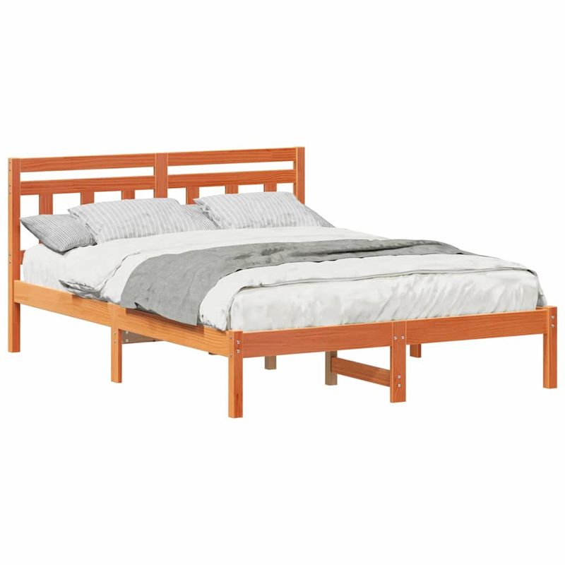 Casa si Gradina - Mobilier - Paturi si accesorii - Paturi - Cadru de pat cu headboard Maro 120 x 200 cm Lemn masiv de pin - Infinity.ro
