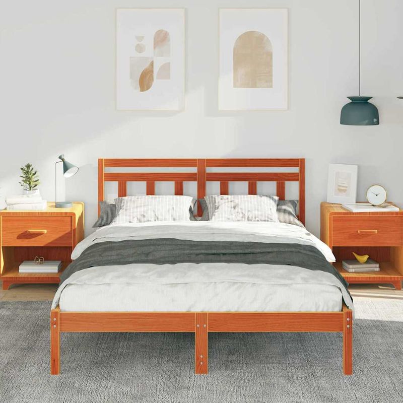 Casa si Gradina - Mobilier - Paturi si accesorii - Paturi - Cadru de pat cu headboard Maro 120 x 200 cm Lemn masiv de pin - Infinity.ro