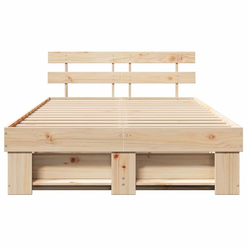 Casa si Gradina - Mobilier - Paturi si accesorii - Paturi - Cadru de pat cu headboard Maro 140 x 190 cm Lemn de brad solid - Infinity.ro