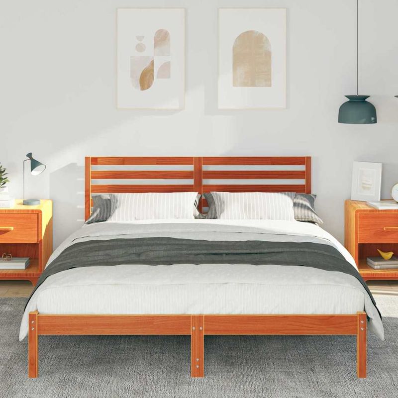 Casa si Gradina - Mobilier - Paturi si accesorii - Paturi - Cadru de pat Maro ceruit 150 x 200 cm Lemn de brad solid - Infinity.ro