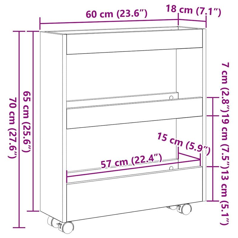 Casa si Gradina - Bucatarie si vesela - Ustensile bucatarie - Cosuri servire - Cabinet Stramt de Baie cu Roti Stejar Negru Lemn Ingineresc - Infinity.ro