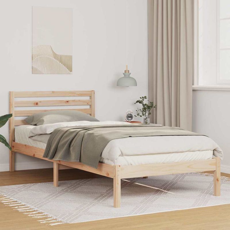 Casa si Gradina - Mobilier - Paturi si accesorii - Paturi - Cadru de pat cu headboard Maro 90 x 220 cm Lemn de brad solid - Infinity.ro