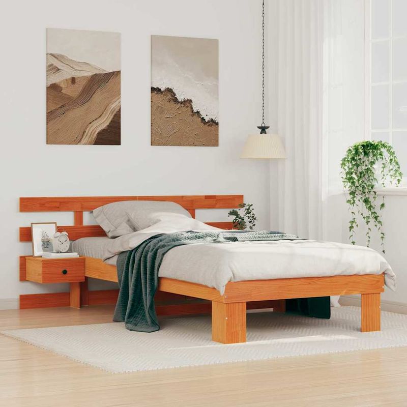 Casa si Gradina - Mobilier - Paturi si accesorii - Paturi - Cadru de pat Maro ceruit 75 x 190 cm Lemn de brad solid - Infinity.ro
