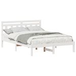 Casa si Gradina - Mobilier - Paturi si accesorii - Paturi - Cadru de pat cu headboard Alb 140 x 190 cm Lemn de brad - Infinity.ro