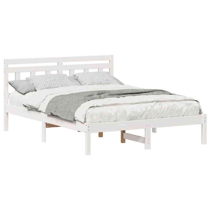 Casa si Gradina - Mobilier - Paturi si accesorii - Paturi - Cadru de pat cu headboard Alb 140 x 190 cm Lemn de brad - Infinity.ro