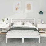 Casa si Gradina - Mobilier - Paturi si accesorii - Paturi - Cadru de pat cu headboard Alb 140 x 190 cm Lemn de brad - Infinity.ro